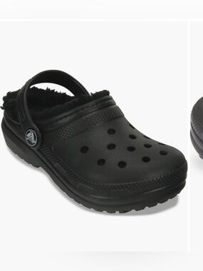 CROCS Kids Black Faux-Fur Lined Clog 11 *Flaw